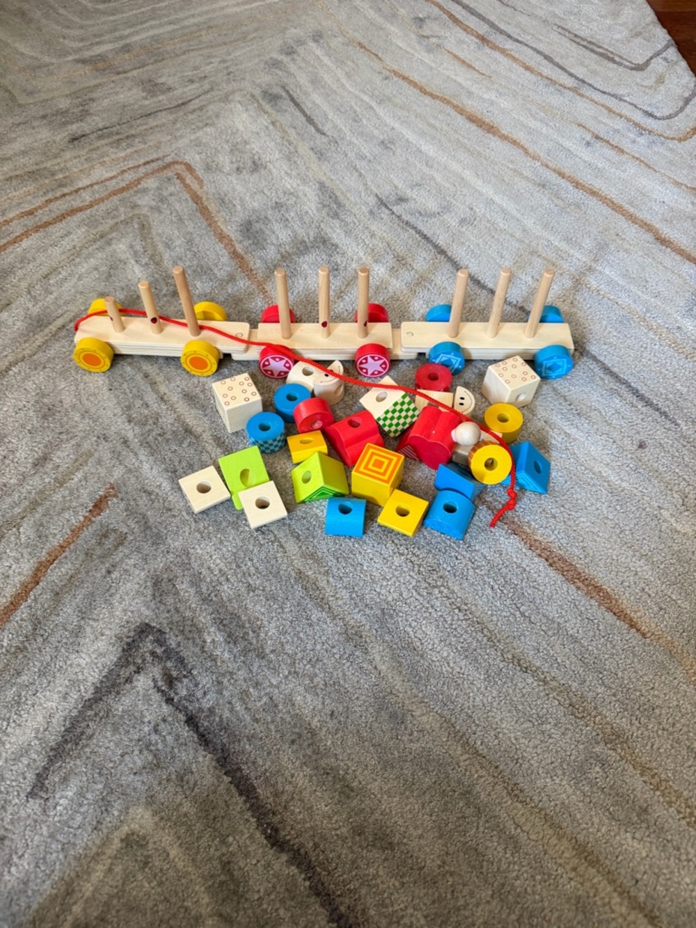 Multicolor Wooden Build-Up Pull Train - Stacking Block Set - Picture 3 of 6